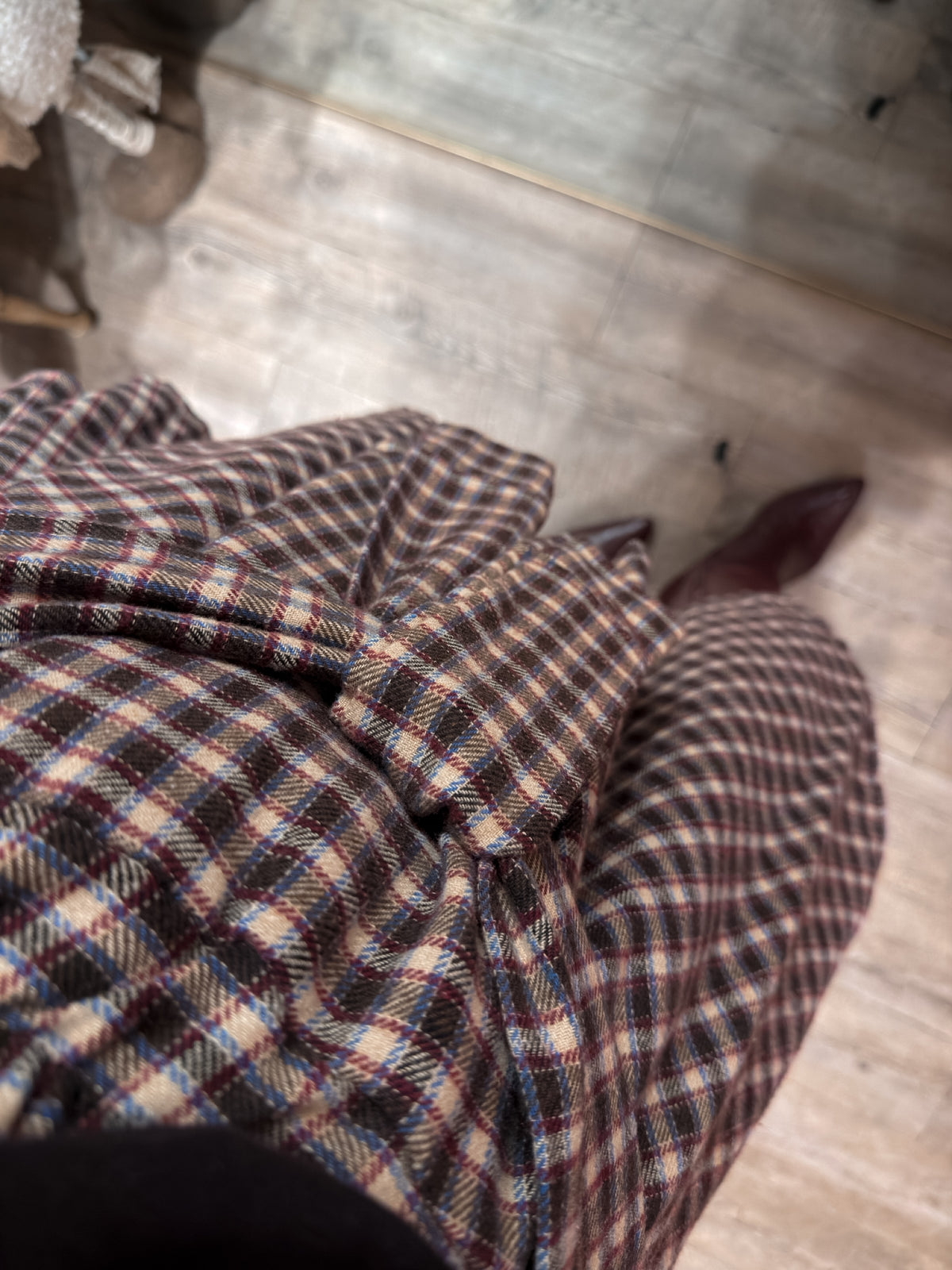 Gonna Nodo Camicia Check Moro/Bordeaux/Azzurro