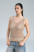Canotta Crochet Frange Lurex Gold Kontatto