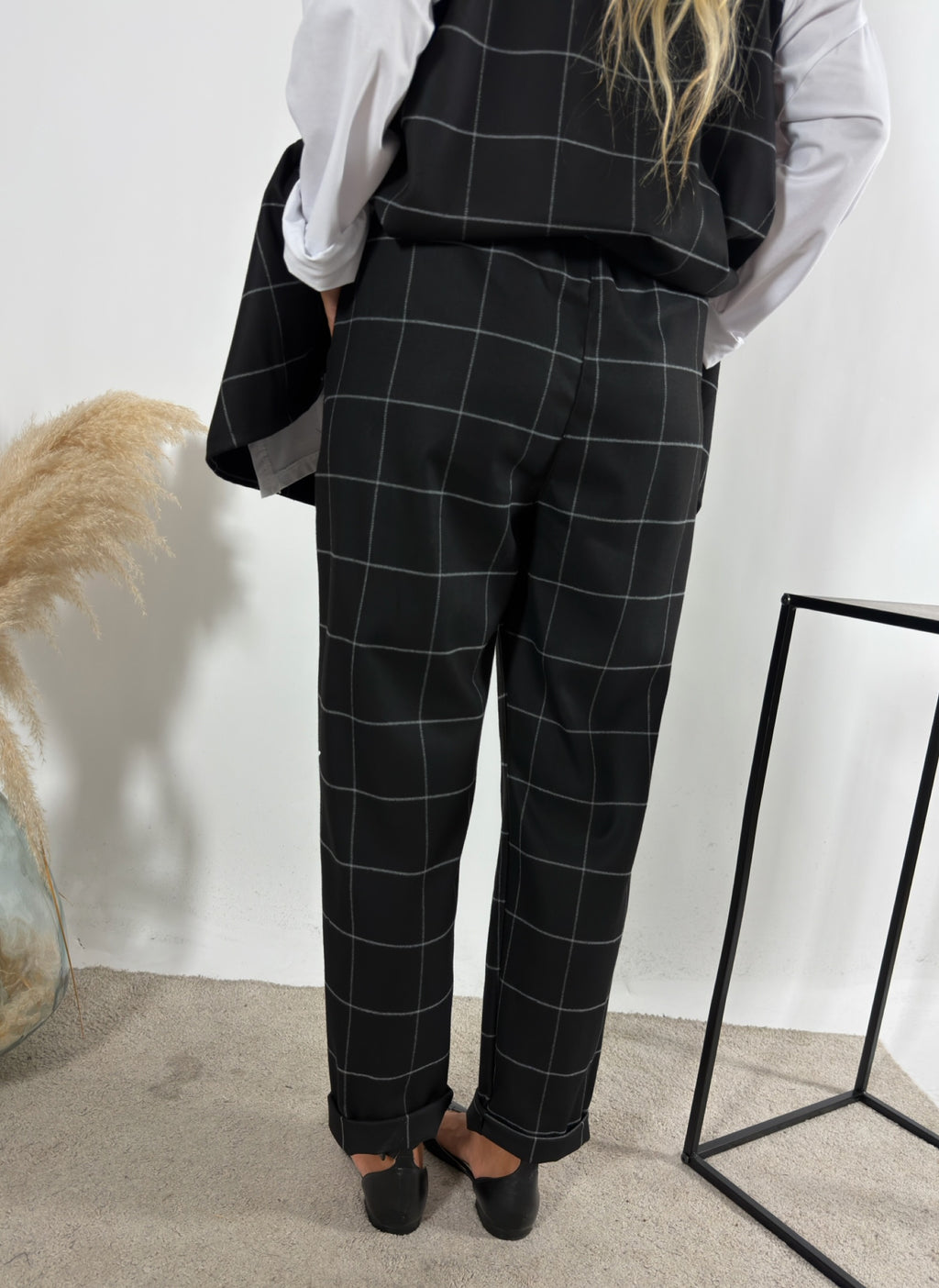 Pantalone Check Nero Miranda