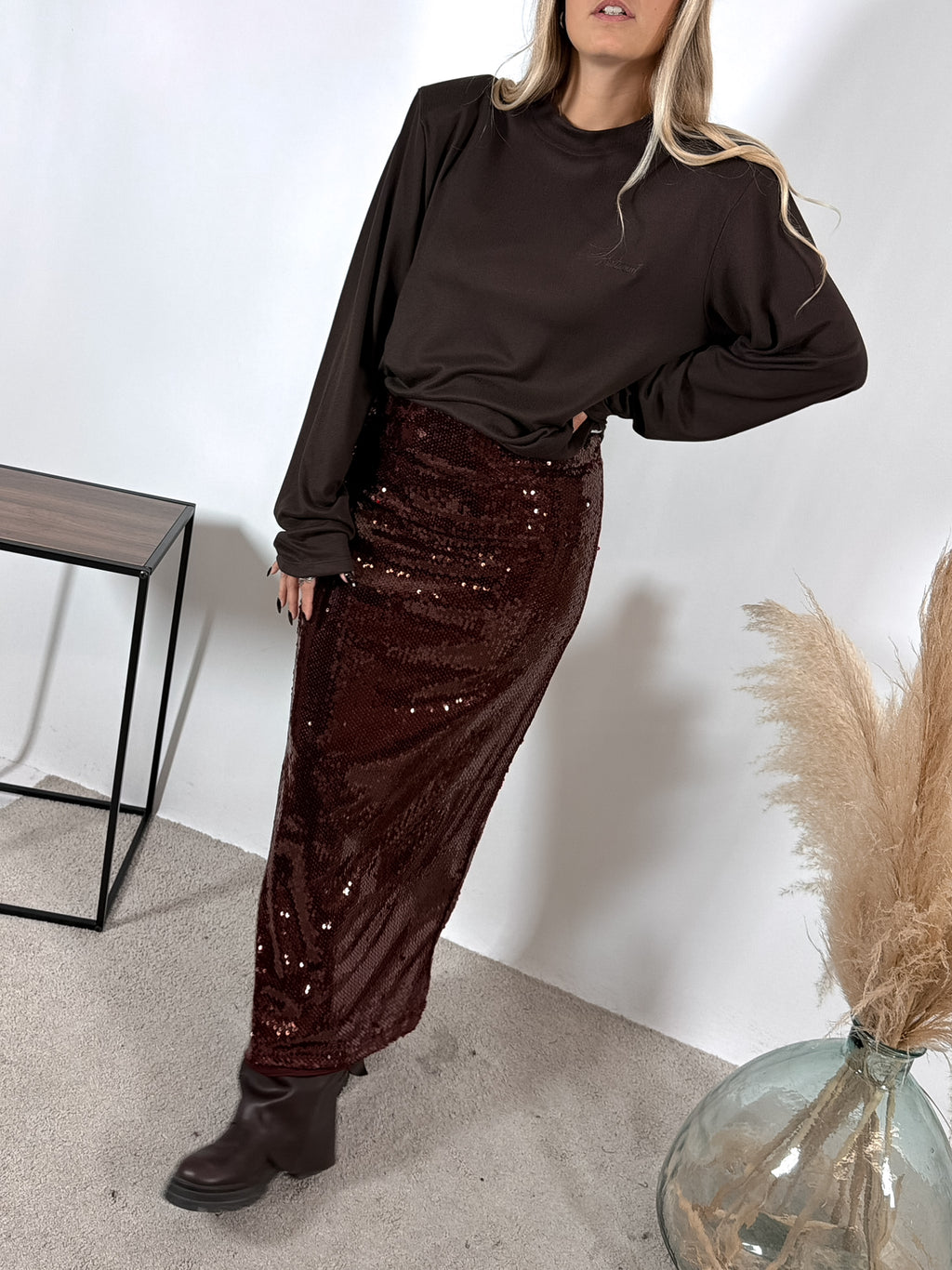 Gonna Tubo Paillettes Borgogna Kostumn1