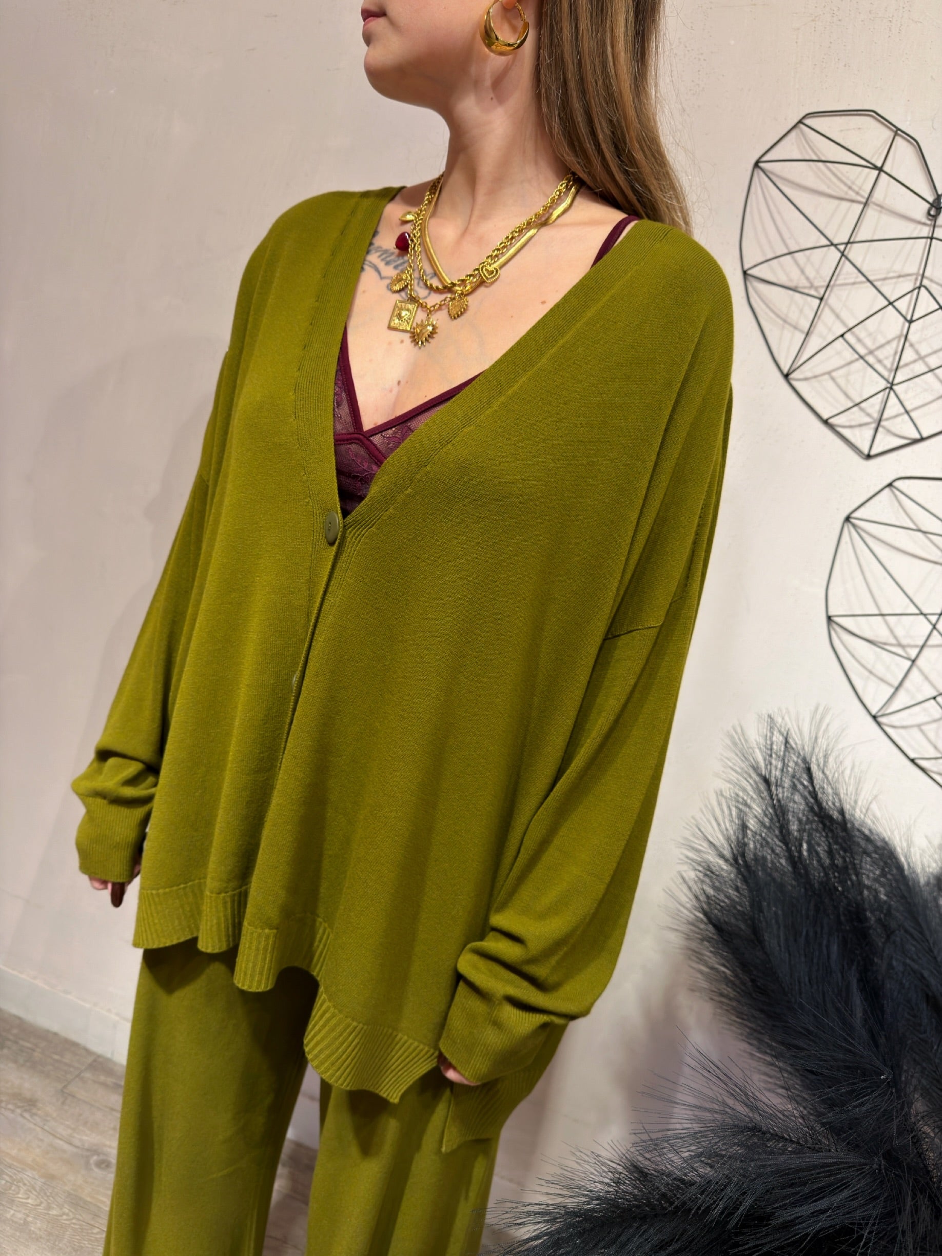 Maxi Cardigan Viscosa Kontatto Olio
