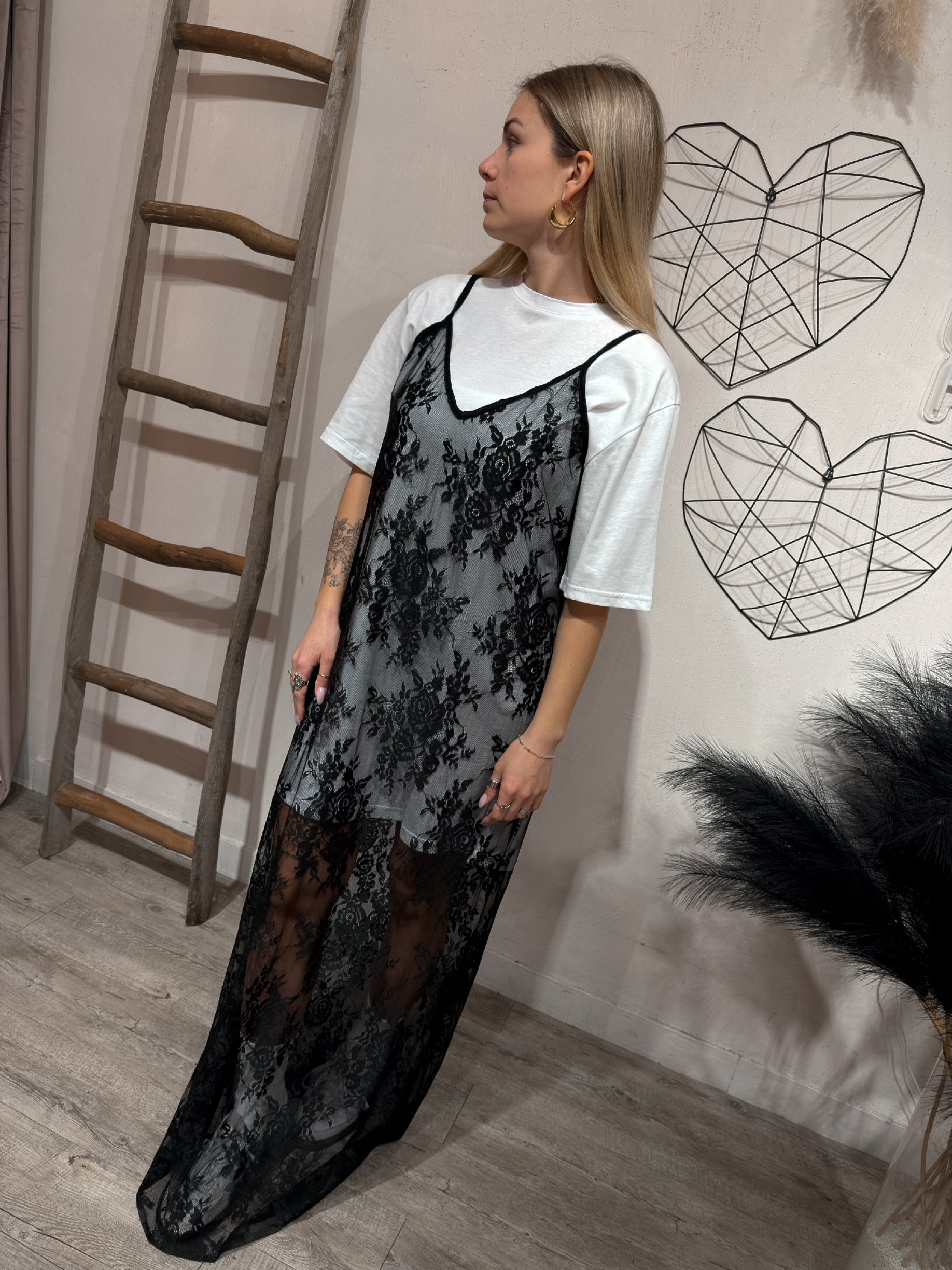 Abito Lungo Pizzo + Maxi T-Shirt Kostumn1 +Colori