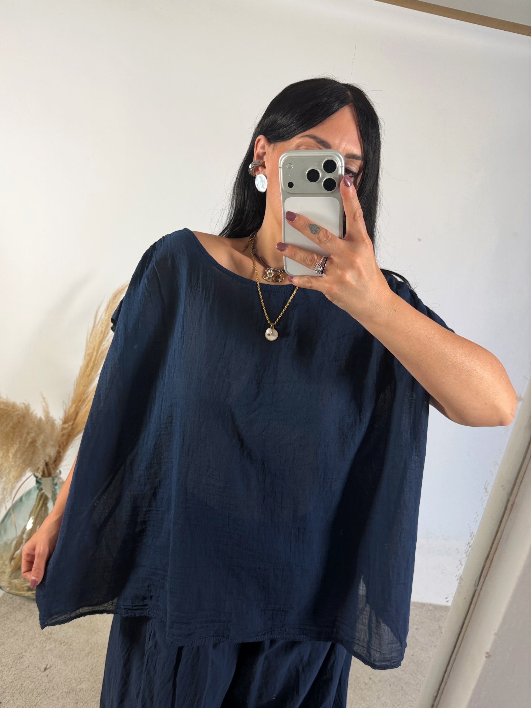Blusa Barbara Mussola Blu