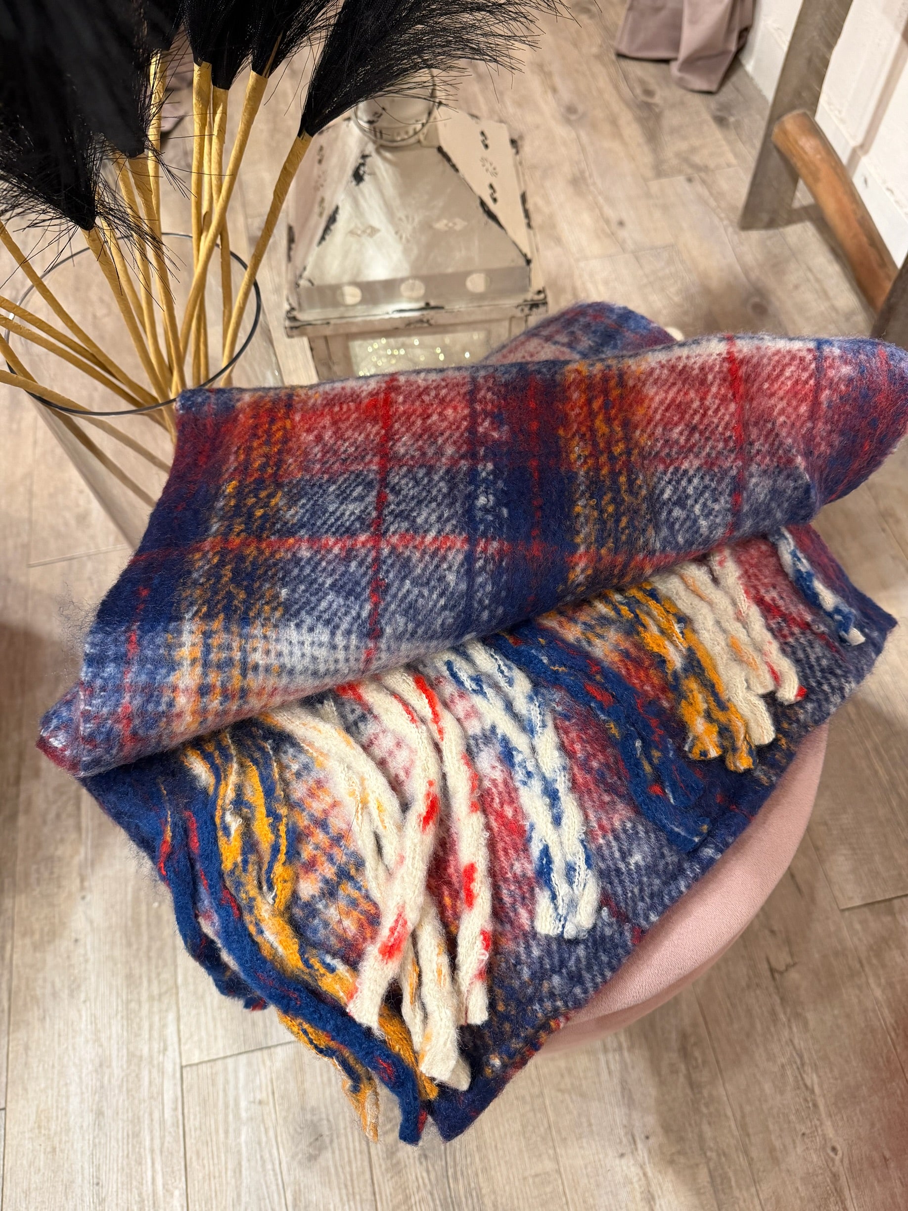 Maxi Sciarpa Frange Tartan