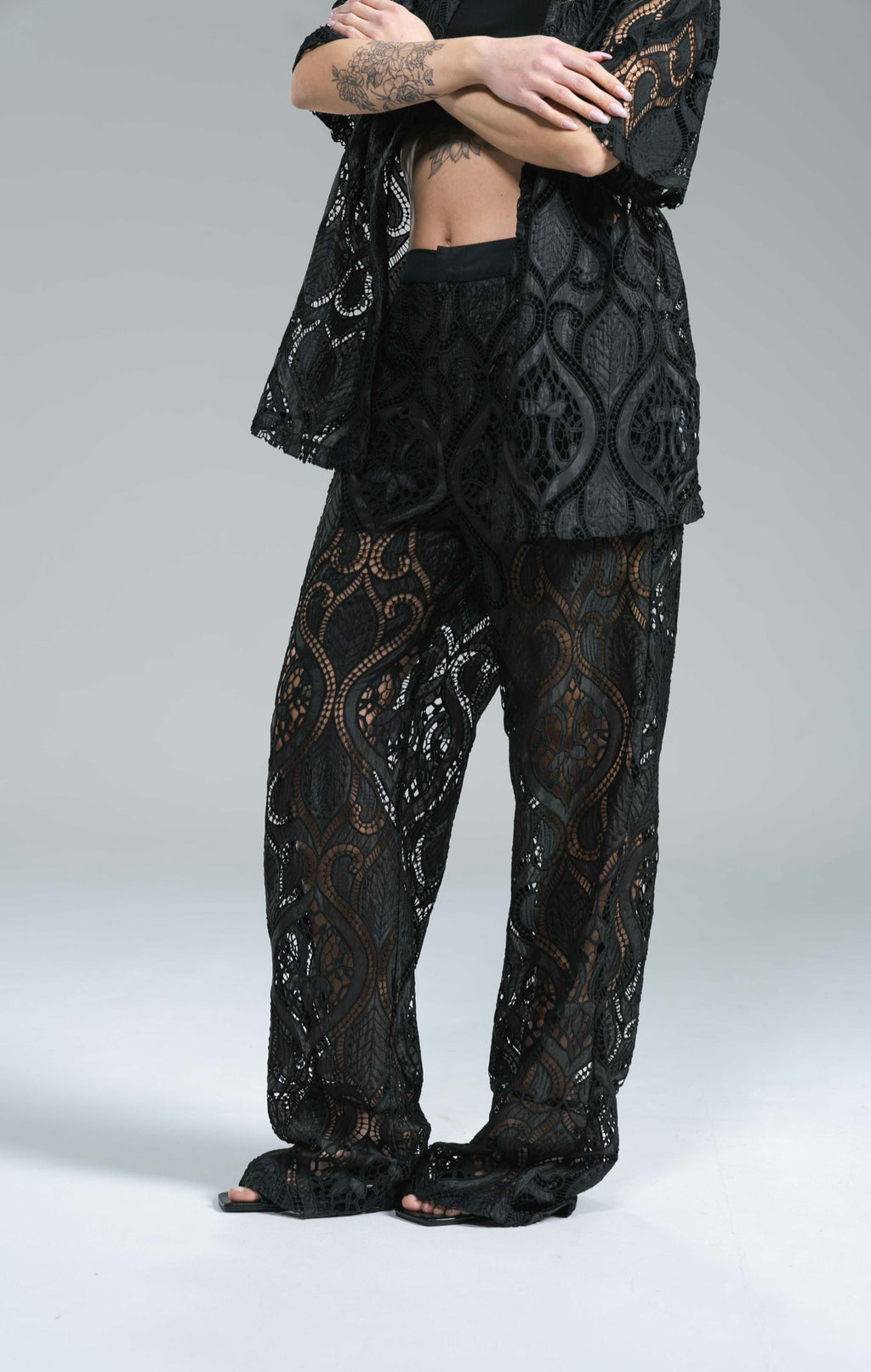 Pantalone Pizzo Nero Glamorous