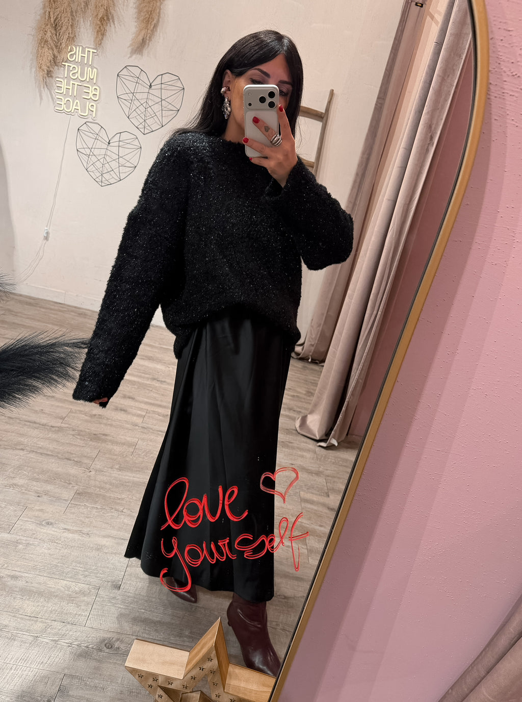 Maglione Oversize Lurex Nero
