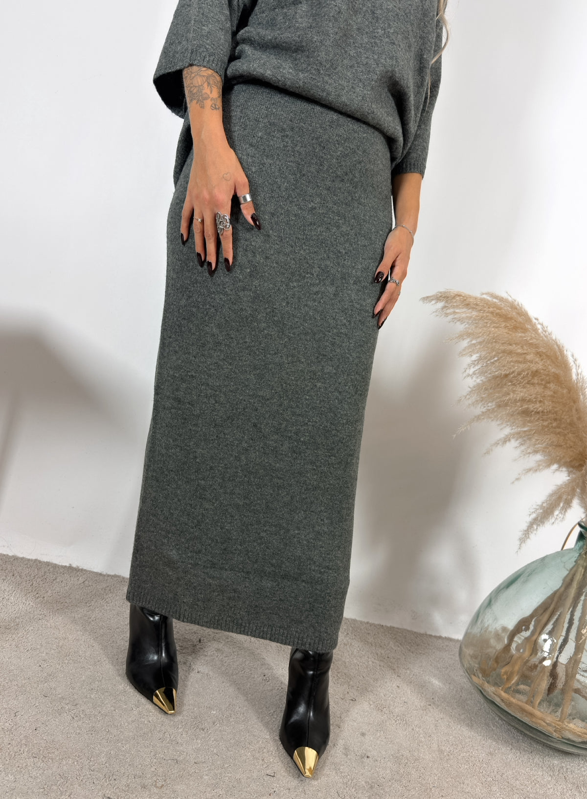 Gonna Tubo Maglia Grigio Glamorous