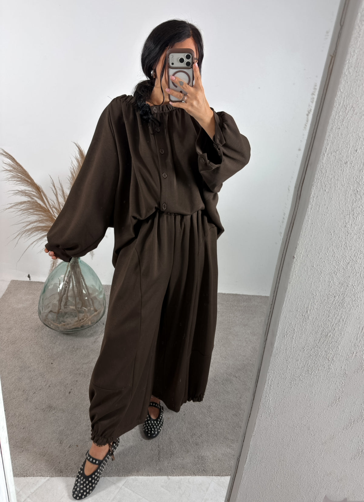Set Afrodite Modal Giacca+Panta Balloon Caffe