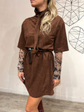 Abito Suede con Fiocco