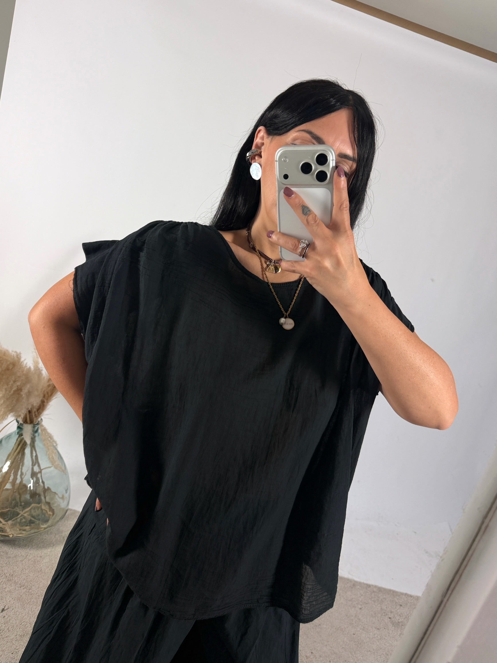 Blusa Barbara Mussola Nero