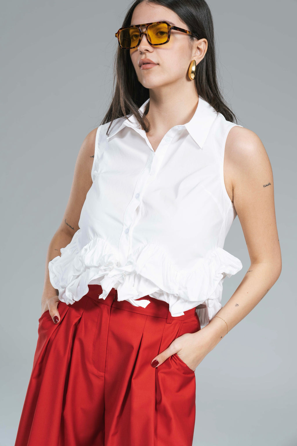 Camicia Smanicata Rouches Bianco YouDecide