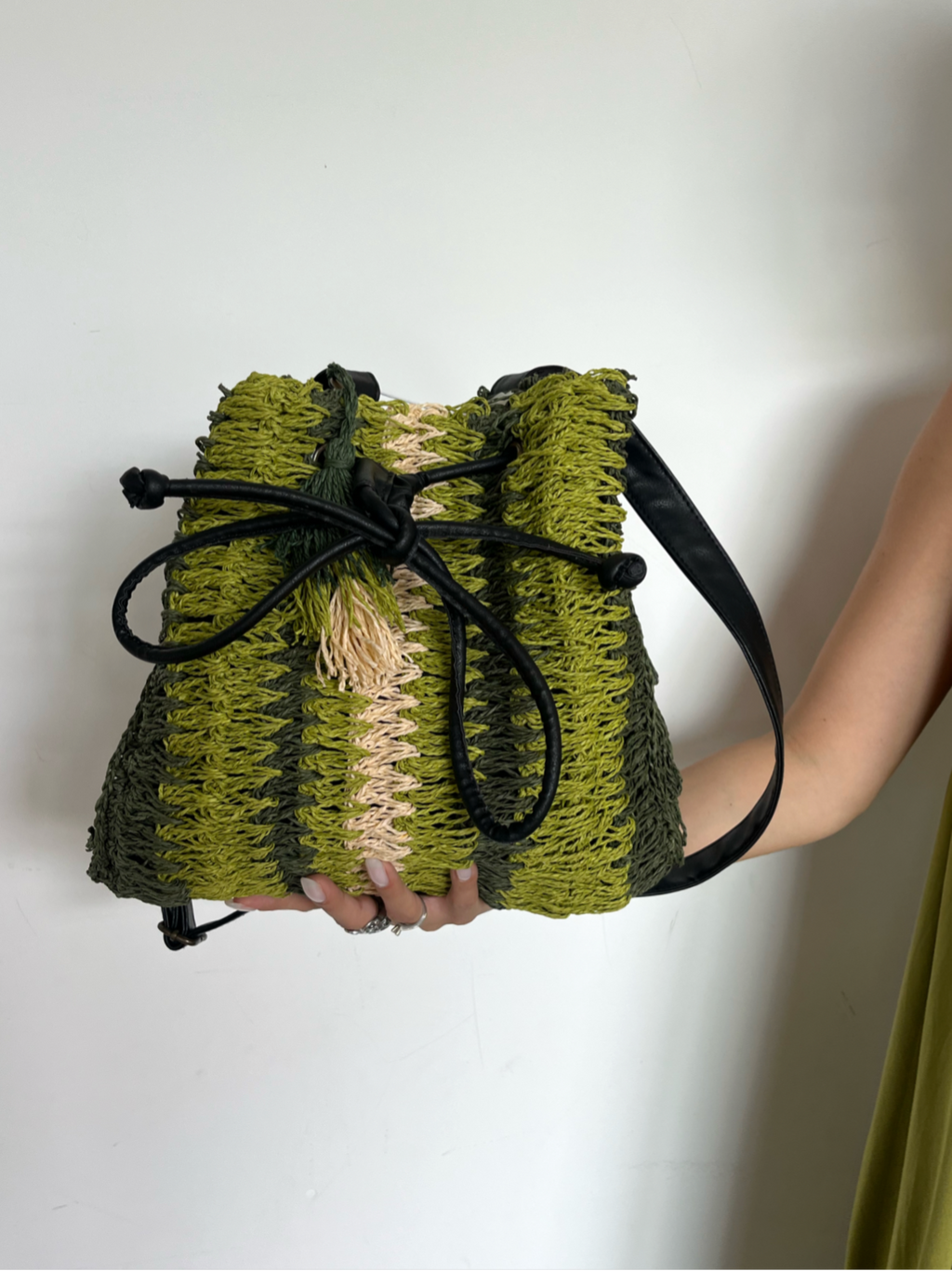 Borsa Secchiello Rafia Verde