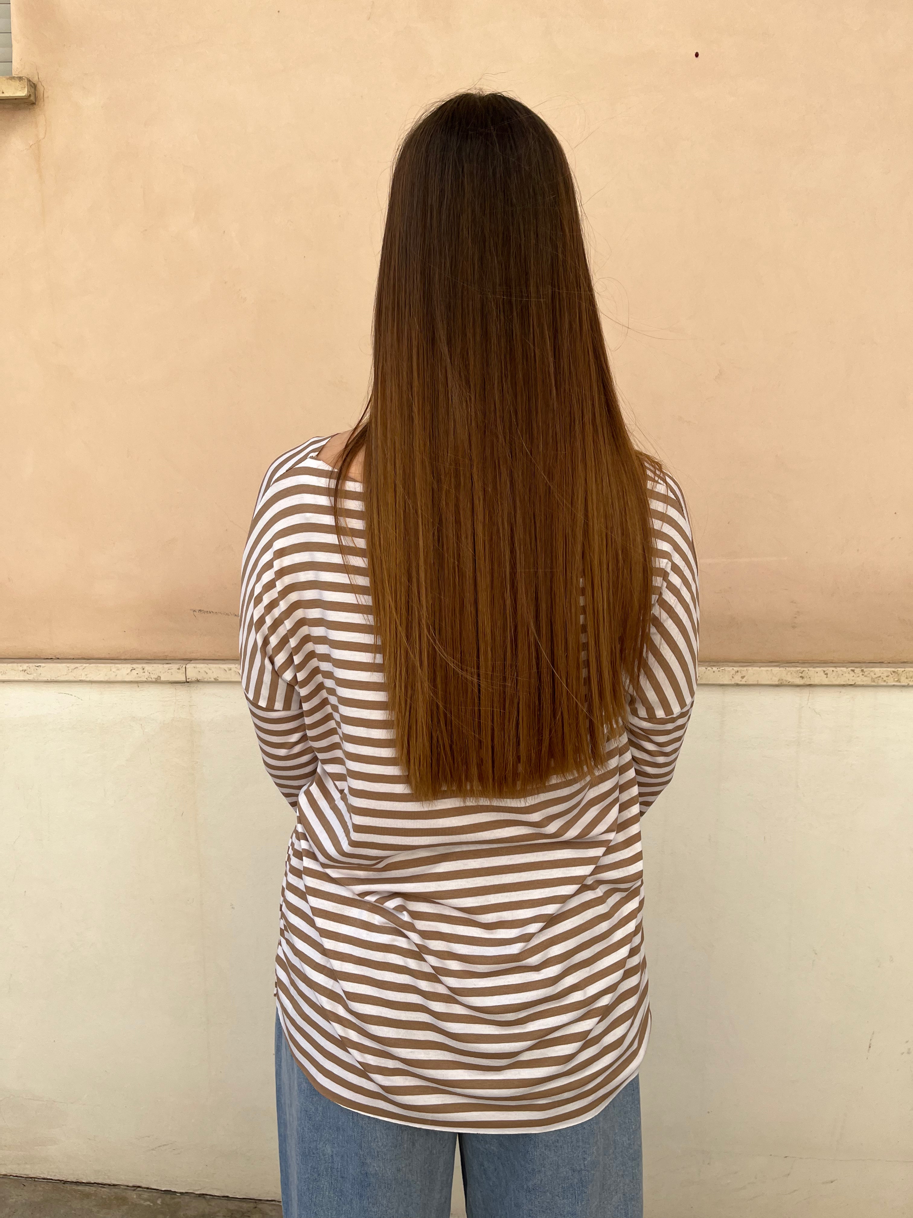 T-Shirt Righetta Beige/Bianco