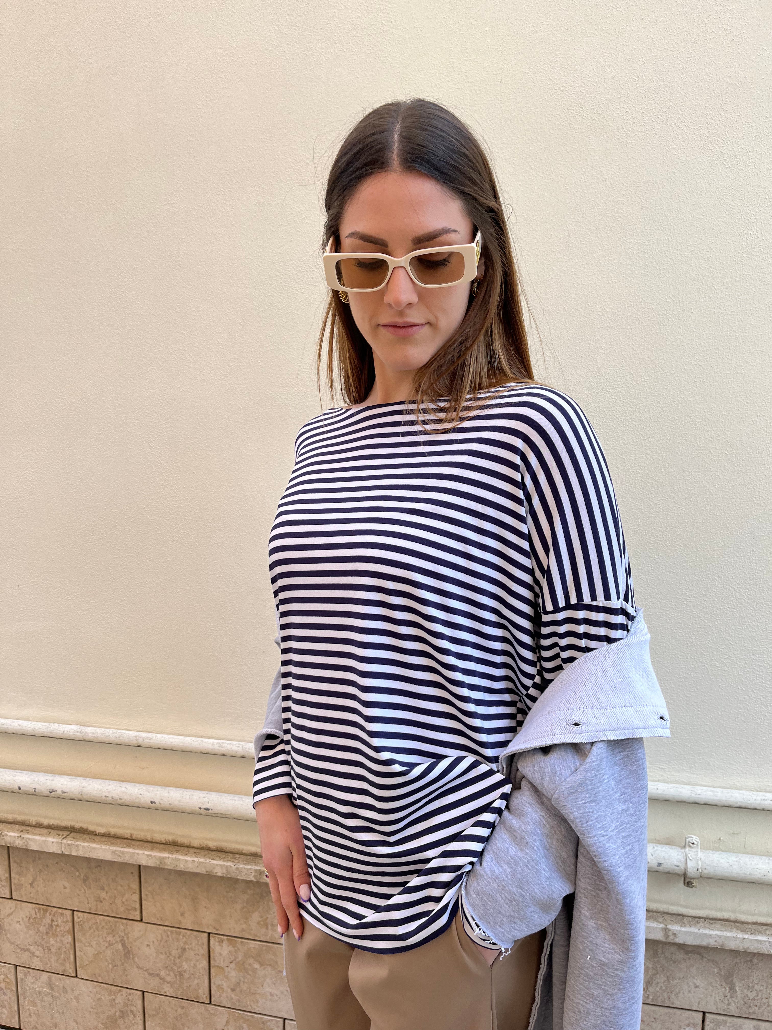 T-Shirt Righetta Blu/Bianco